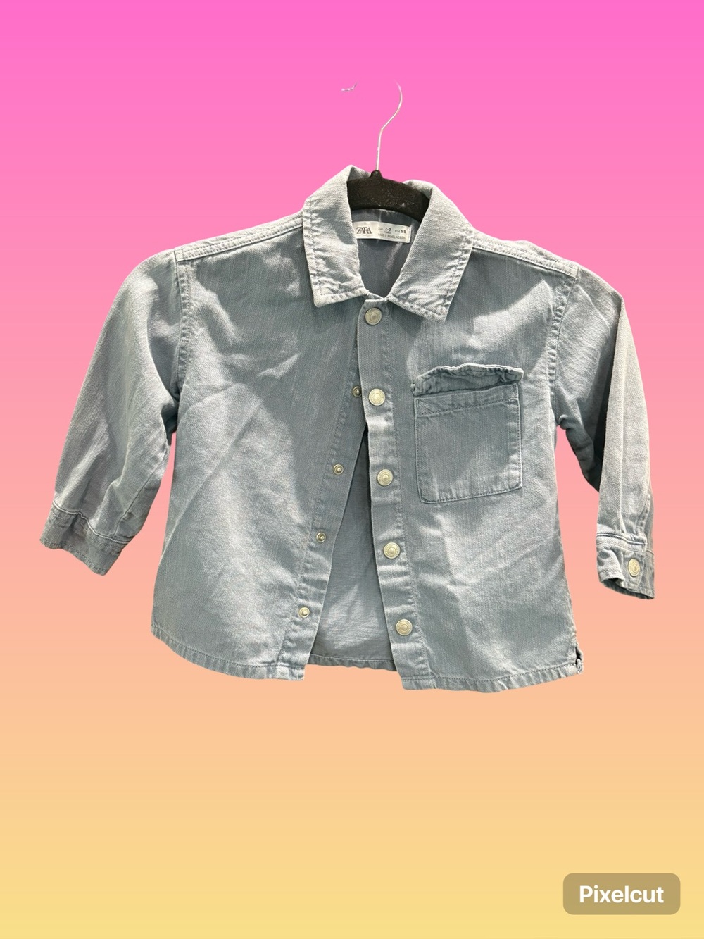 Zara Light Blue Kids Denim Button-Front Jacket